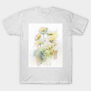 Abstract Watercolor Daisy Design on a Sunny Day T-Shirt